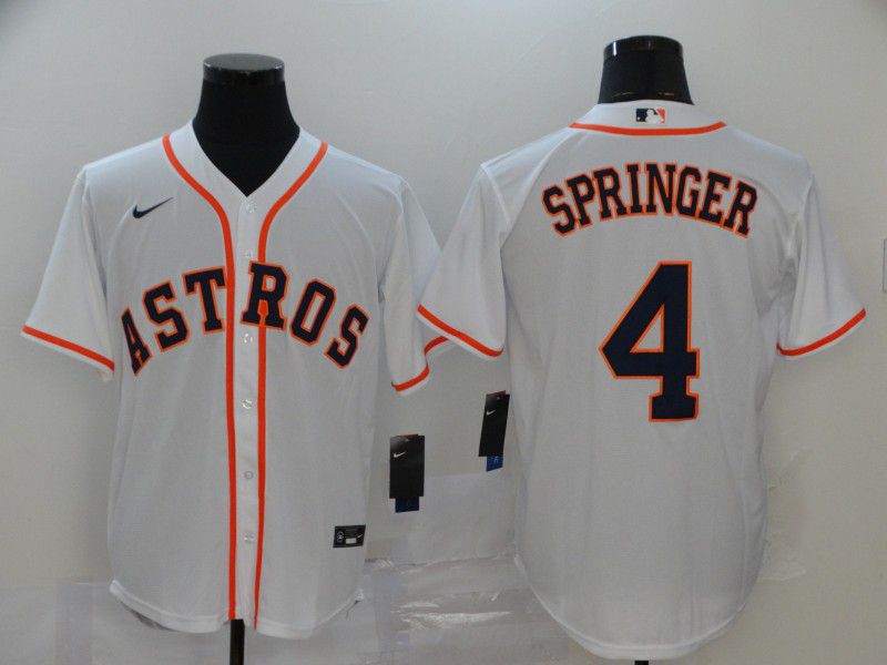 Men Houston Astros #4 Springer White Nike Game MLB Jerseys